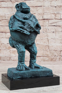 Picasso Baboon Monkey Holding Baby Genuine Bronze