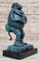 Picasso Baboon Monkey Holding Baby Genuine Bronze