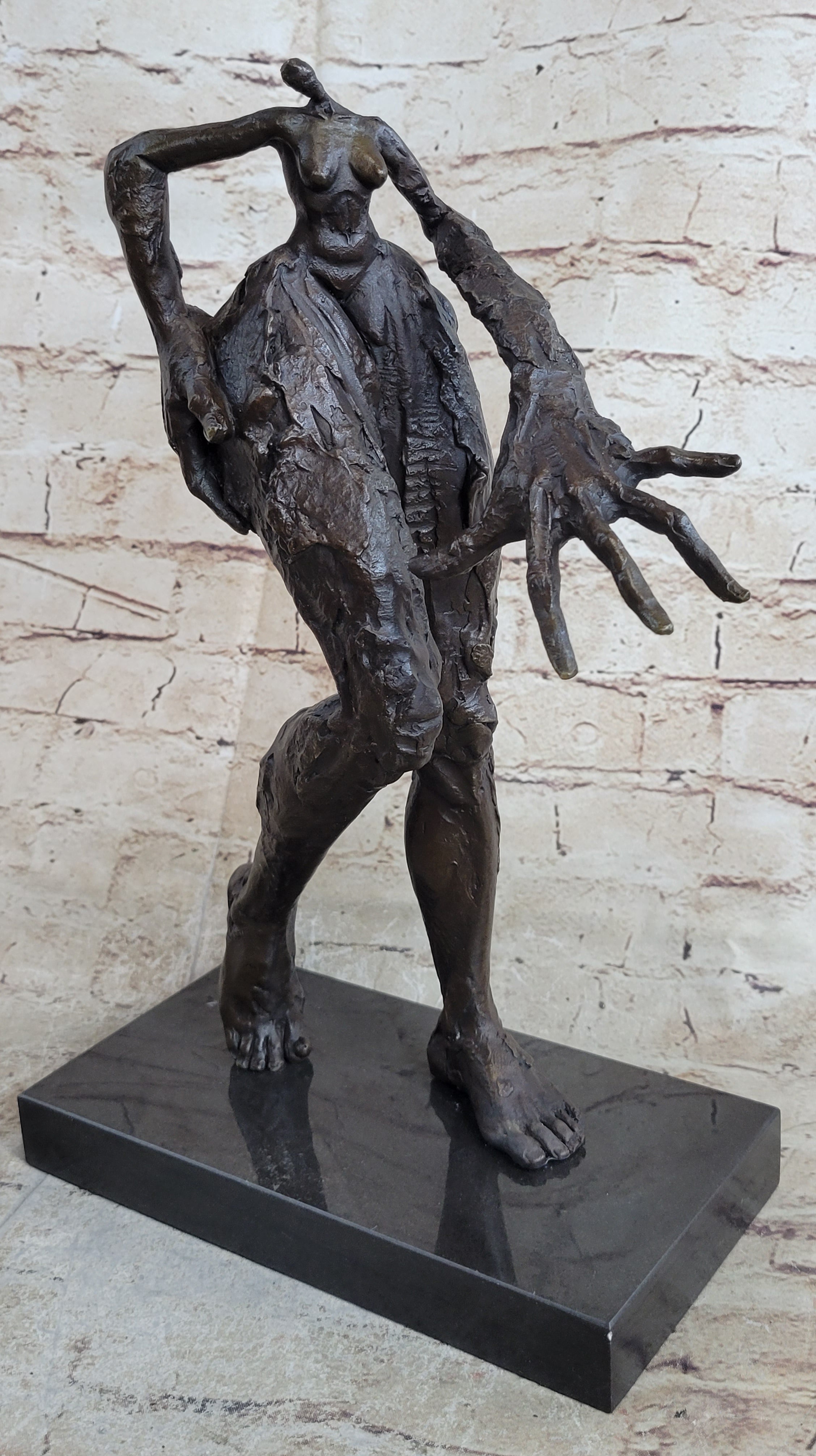 Exaggerated Surreal Abstract Bronze Female Figure Dali