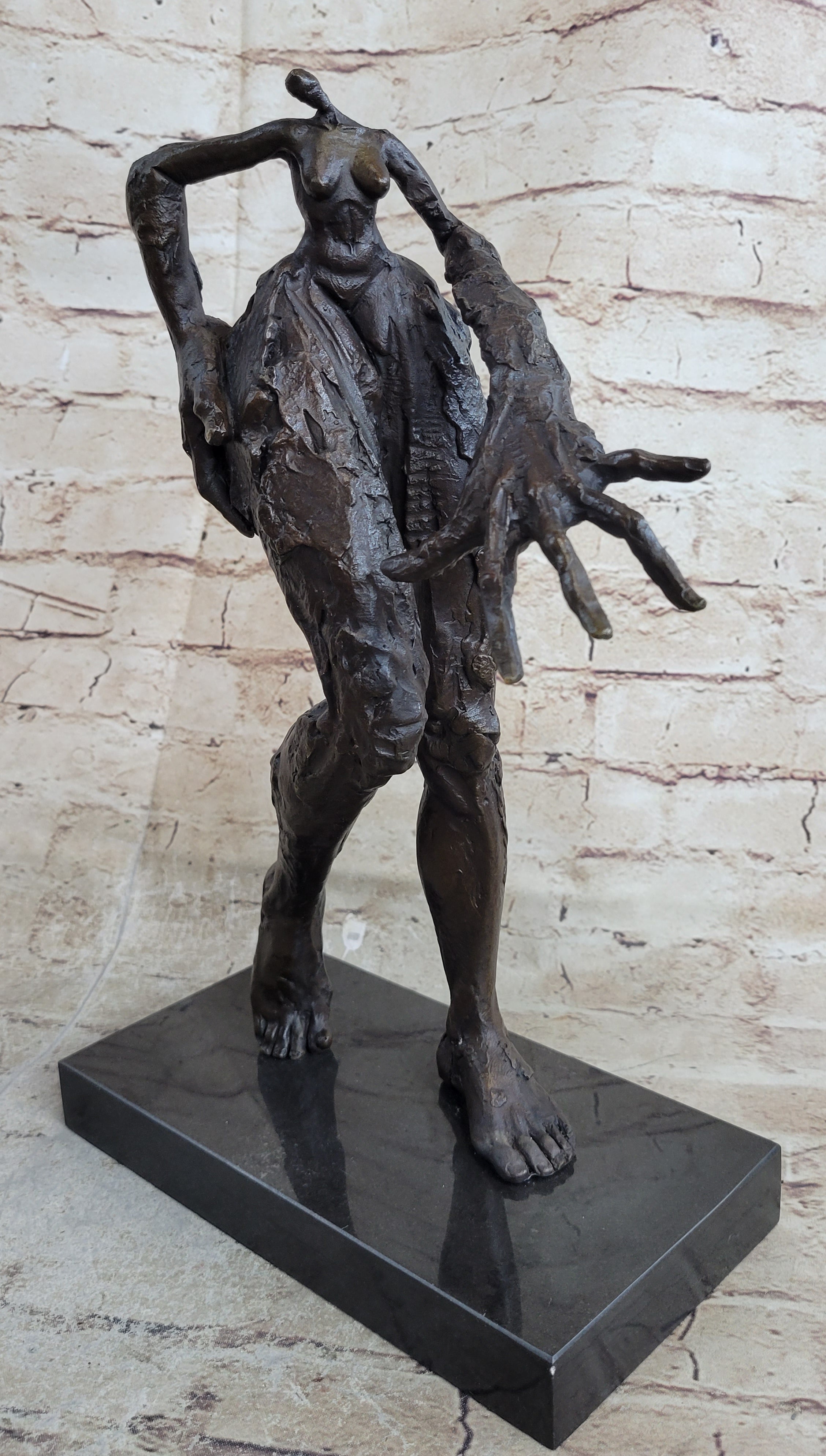 Exaggerated Surreal Abstract Bronze Female Figure Dali