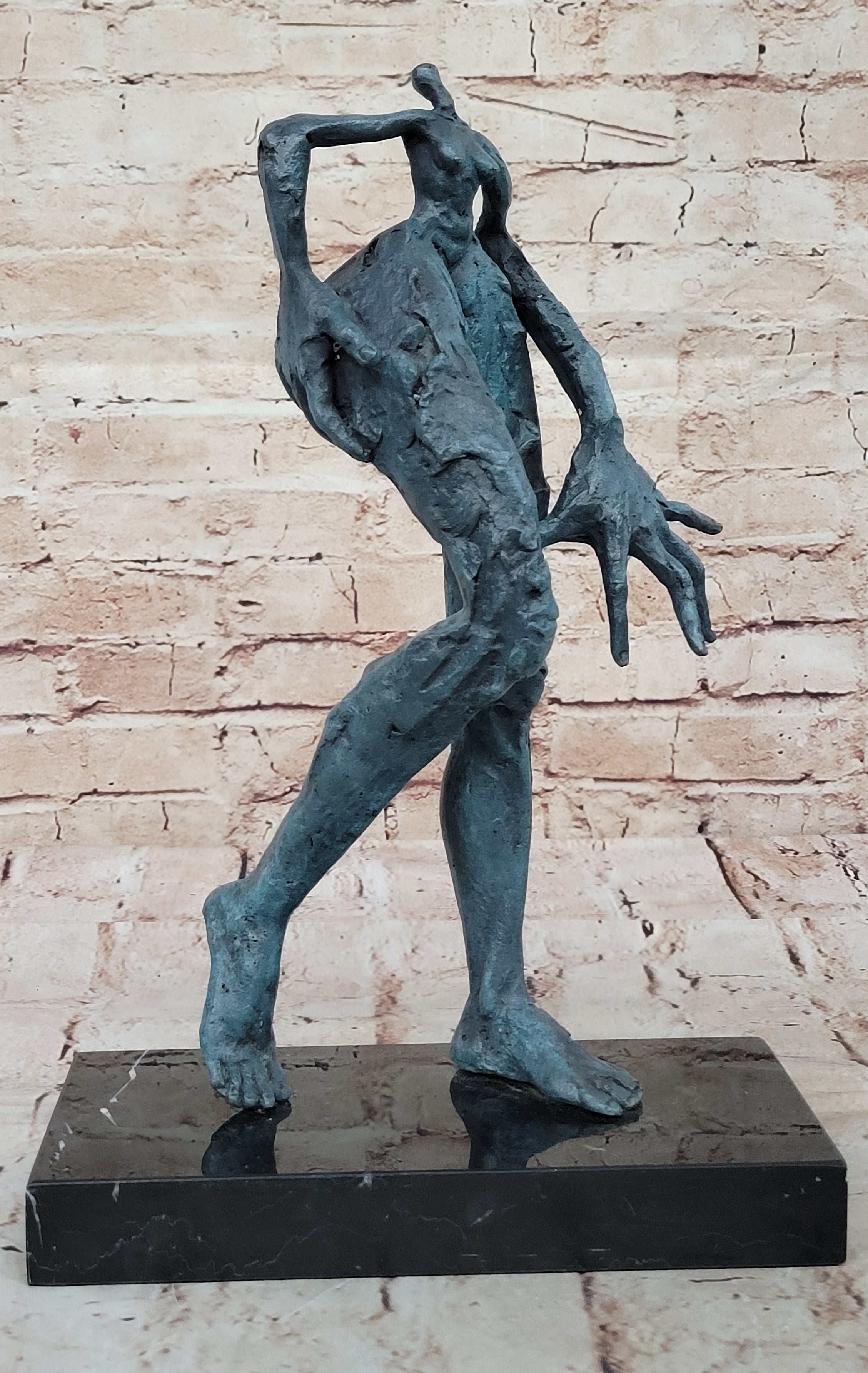 Abstract Surrealist Bronze Sculpture of Elongated Human Form