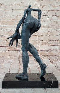 Abstract Surrealist Bronze Sculpture of Elongated Human Form
