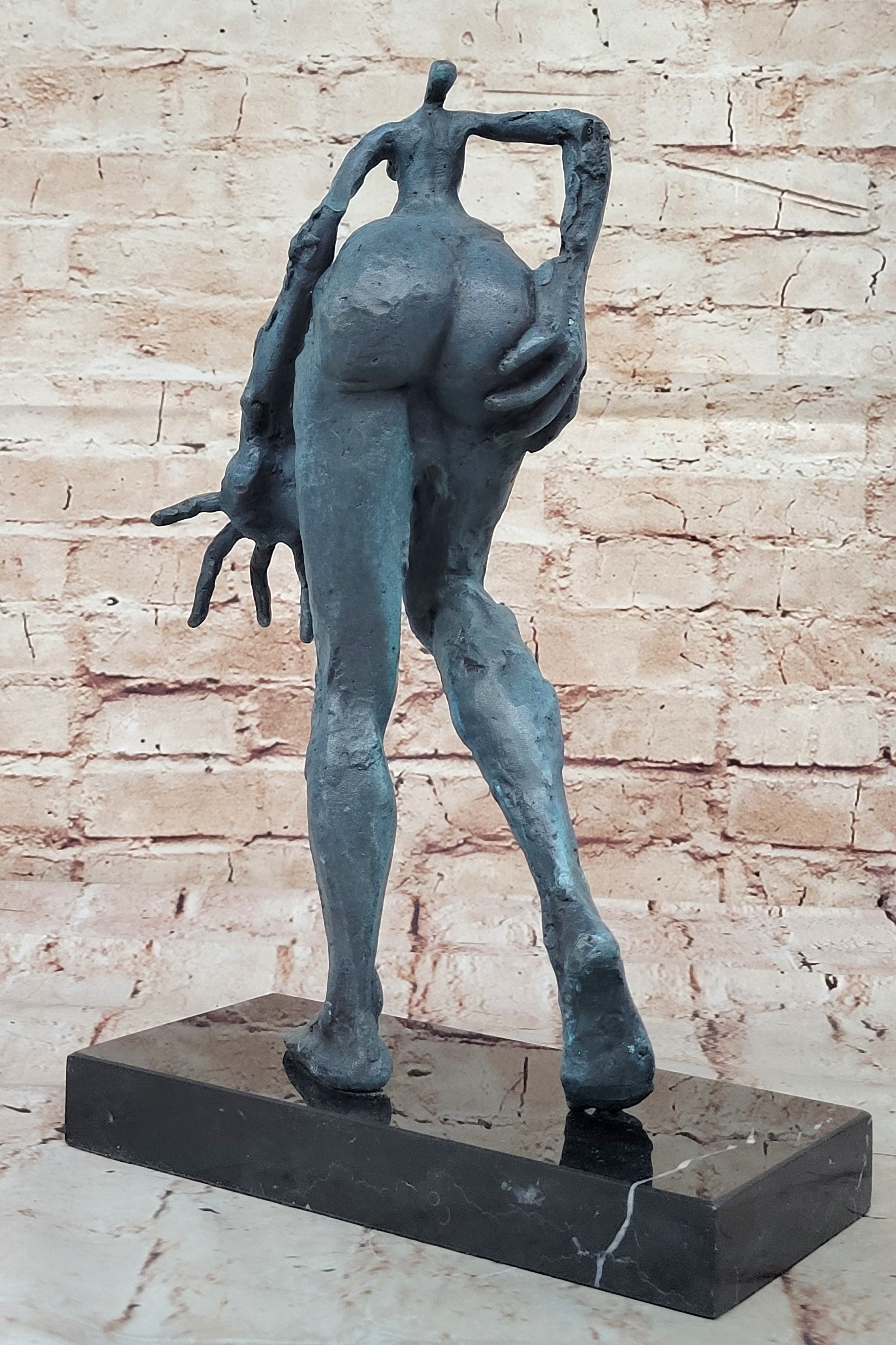 Abstract Surrealist Bronze Sculpture of Elongated Human Form
