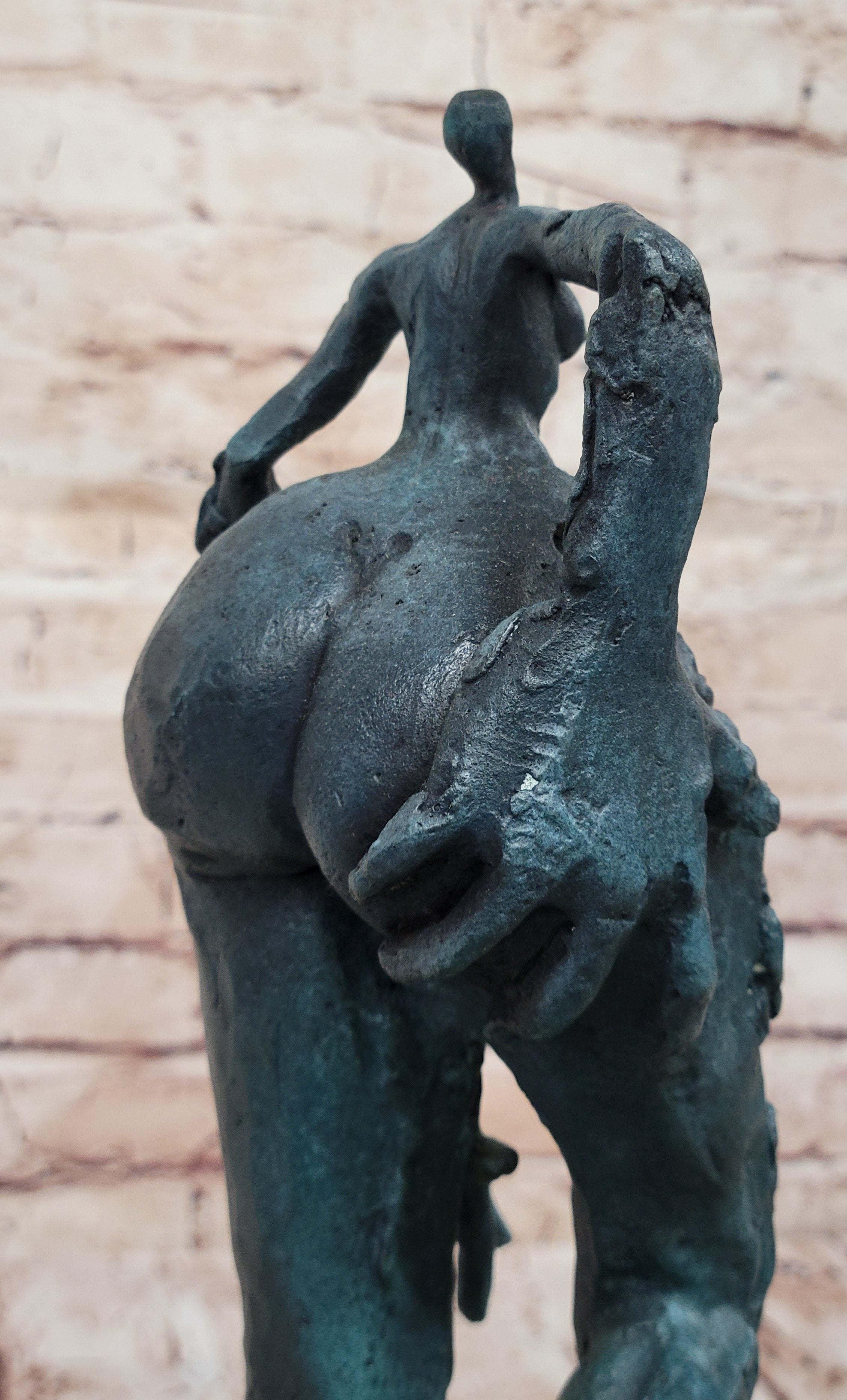 Abstract Surrealist Bronze Sculpture of Elongated Human Form