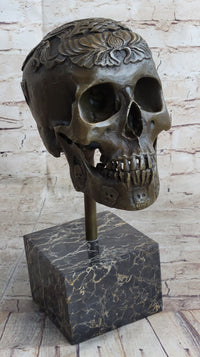 Dios De Los Muertes Day of the Dead Bronze Metal Skull 14" X 10"