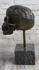 Dios De Los Muertes Day of the Dead Bronze Metal Skull 14" X 10"