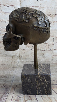 Dios De Los Muertes Day of the Dead Bronze Metal Skull 14" X 10"