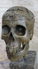 Dios De Los Muertes Day of the Dead Bronze Metal Skull 14" X 10"