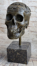 Dios De Los Muertes Day of the Dead Bronze Metal Skull 14" X 10"