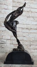 Signed Leaping Dancer Bronze Sculpture by Delore