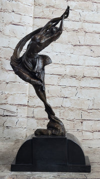 Signed Leaping Dancer Bronze Sculpture by Delore