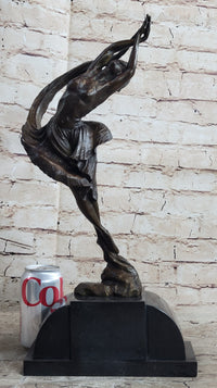 Signed Leaping Dancer Bronze Sculpture by Delore