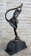 Signed Leaping Dancer Bronze Sculpture by Delore