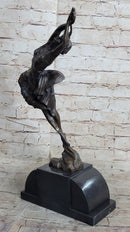 Signed Leaping Dancer Bronze Sculpture by Delore