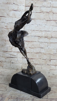 Signed Leaping Dancer Bronze Sculpture by Delore