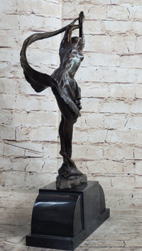 Signed Leaping Dancer Bronze Sculpture by Delore
