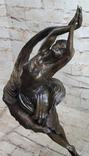 Signed Leaping Dancer Bronze Sculpture by Delore