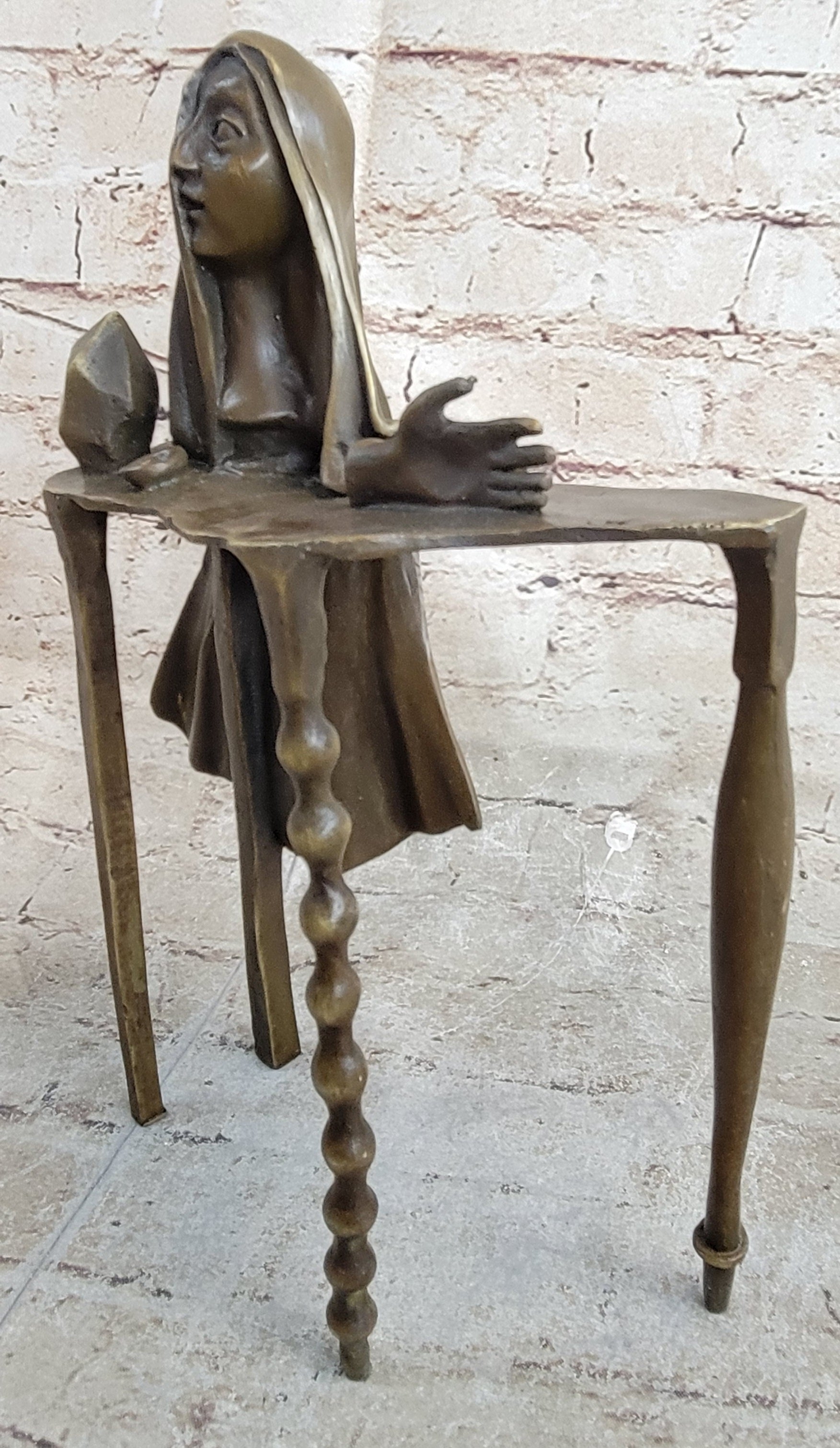 Disembodied Head Over Table - Surrealist Bronze by Dali