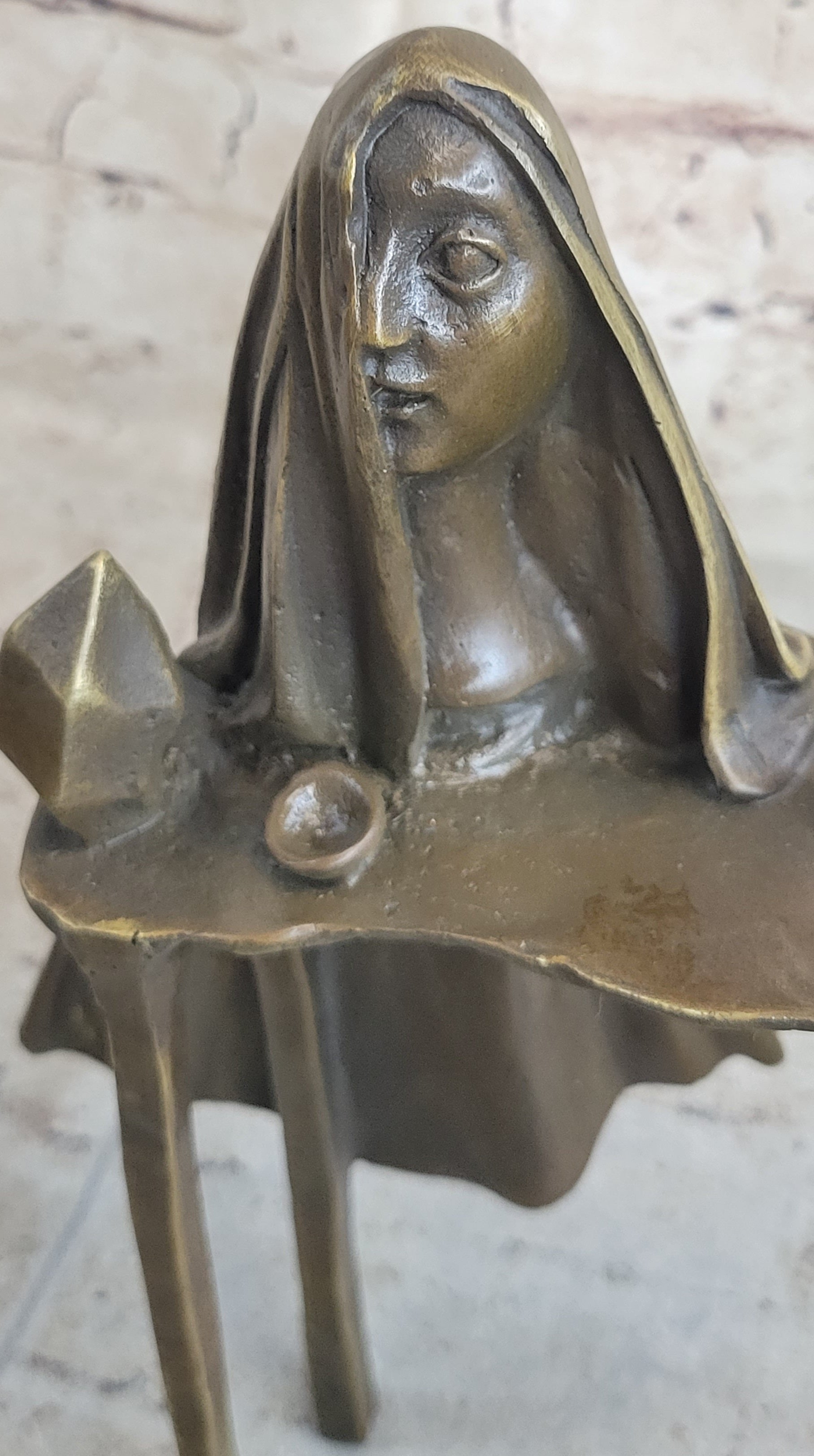 Disembodied Head Over Table - Surrealist Bronze by Dali