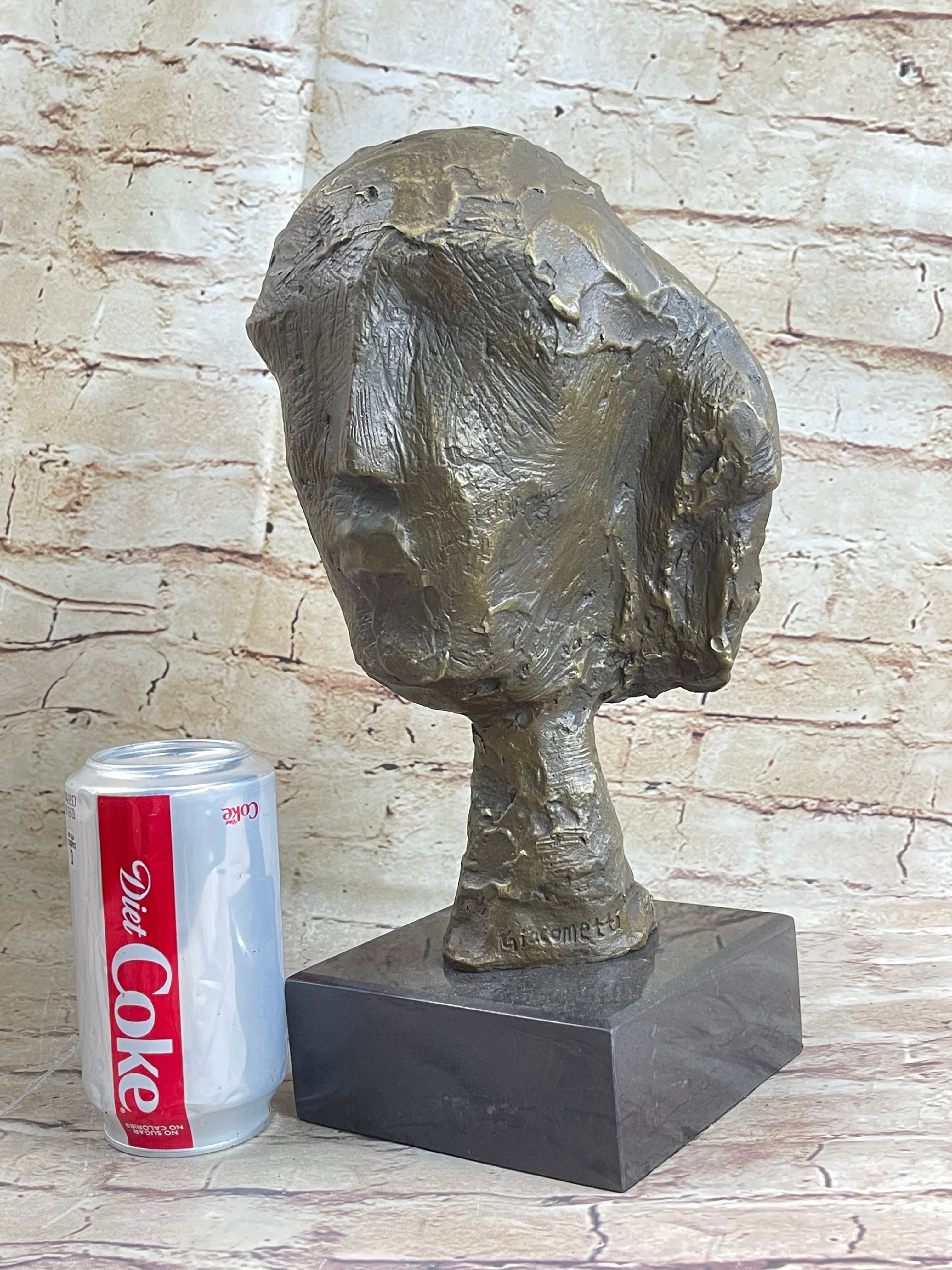 Head of a Woman by Alberto Giacometti Bronze on Marble Base