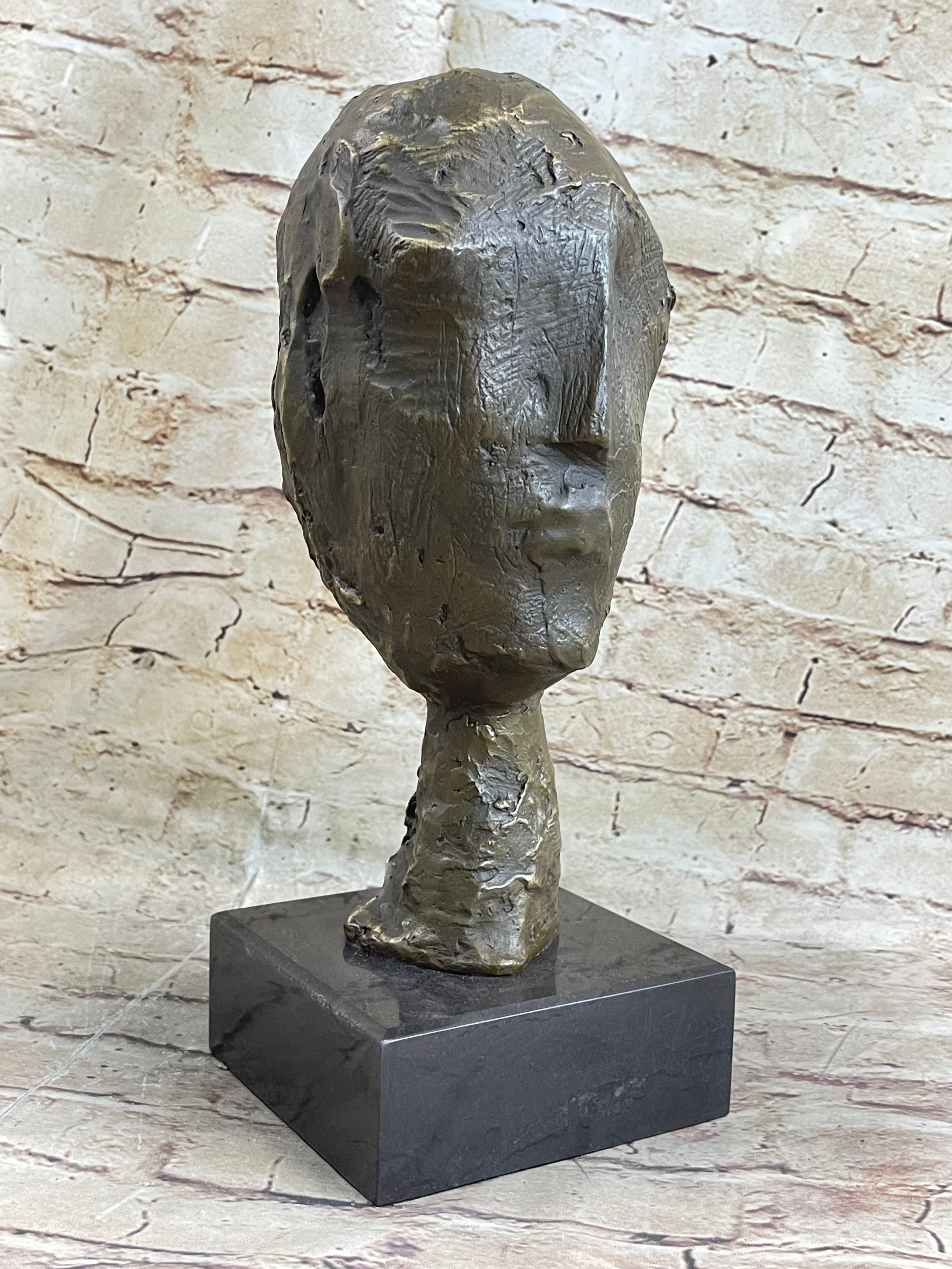 Head of a Woman by Alberto Giacometti Bronze on Marble Base