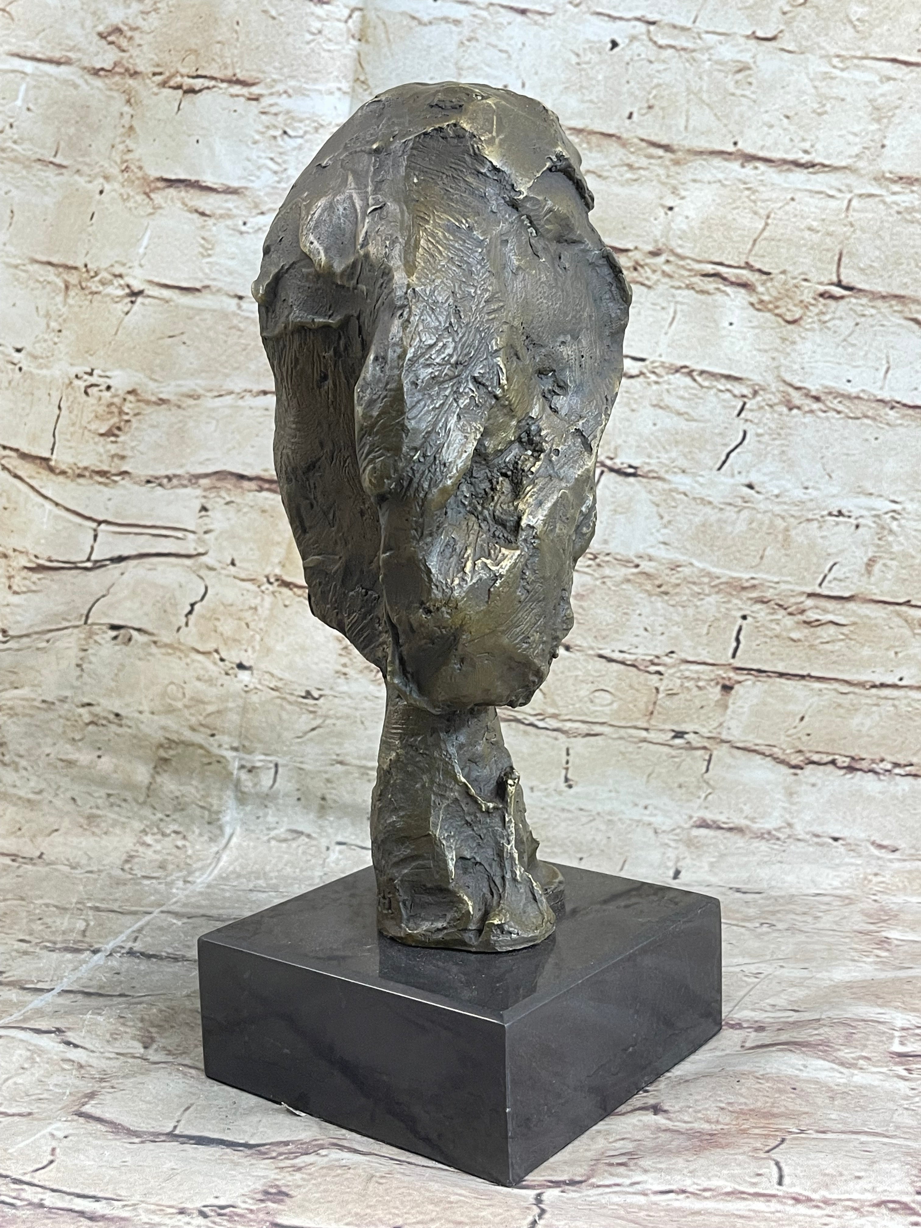 Head of a Woman by Alberto Giacometti Bronze on Marble Base