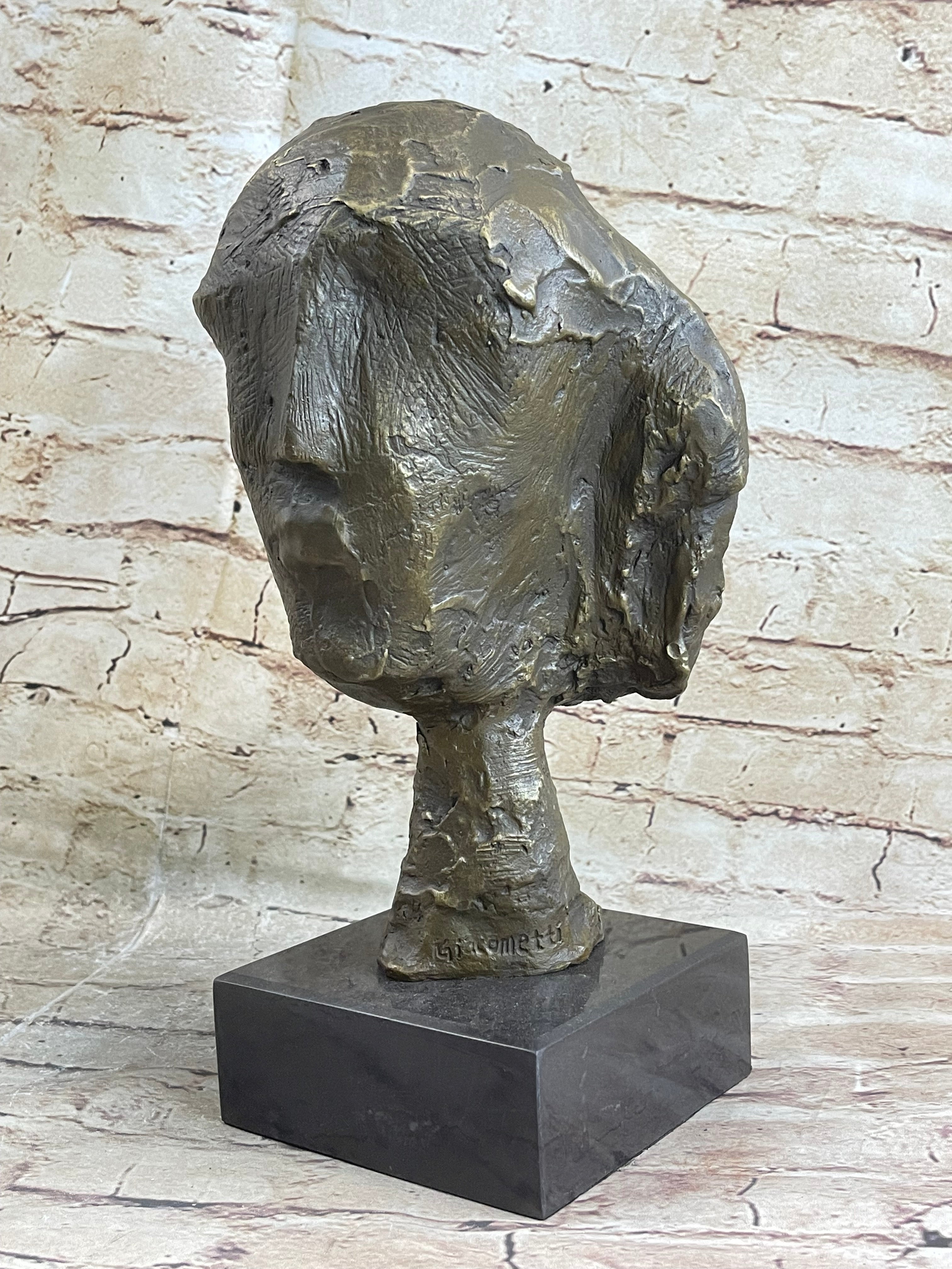 Head of a Woman by Alberto Giacometti Bronze on Marble Base