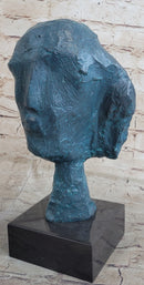 A Line Through Time Abstract Female Bust Green Patina Bronze