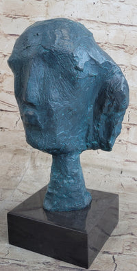 A Line Through Time Abstract Female Bust Green Patina Bronze