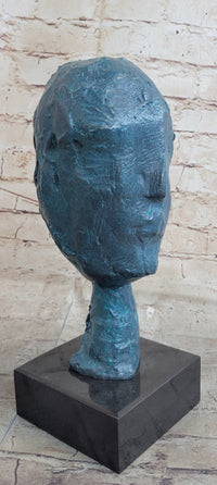 A Line Through Time Abstract Female Bust Green Patina Bronze