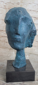 A Line Through Time Abstract Female Bust Green Patina Bronze