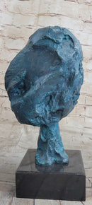 A Line Through Time Abstract Female Bust Green Patina Bronze