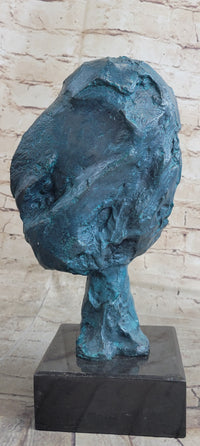 A Line Through Time Abstract Female Bust Green Patina Bronze