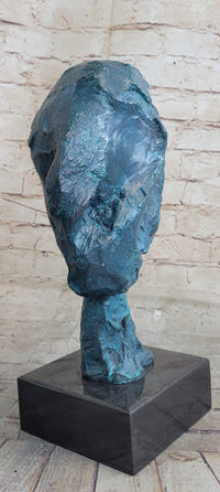 A Line Through Time Abstract Female Bust Green Patina Bronze