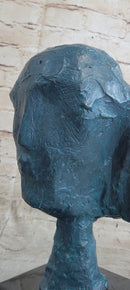 A Line Through Time Abstract Female Bust Green Patina Bronze