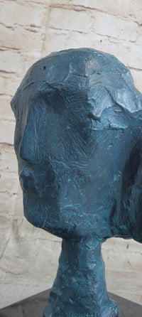 A Line Through Time Abstract Female Bust Green Patina Bronze