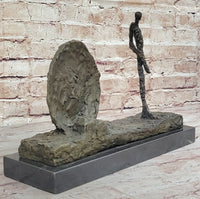 Gia 100% Real Bronze Sculpture Woman and Wheel Classic Artwork