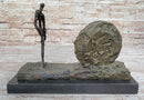 Gia 100% Real Bronze Sculpture Woman and Wheel Classic Artwork