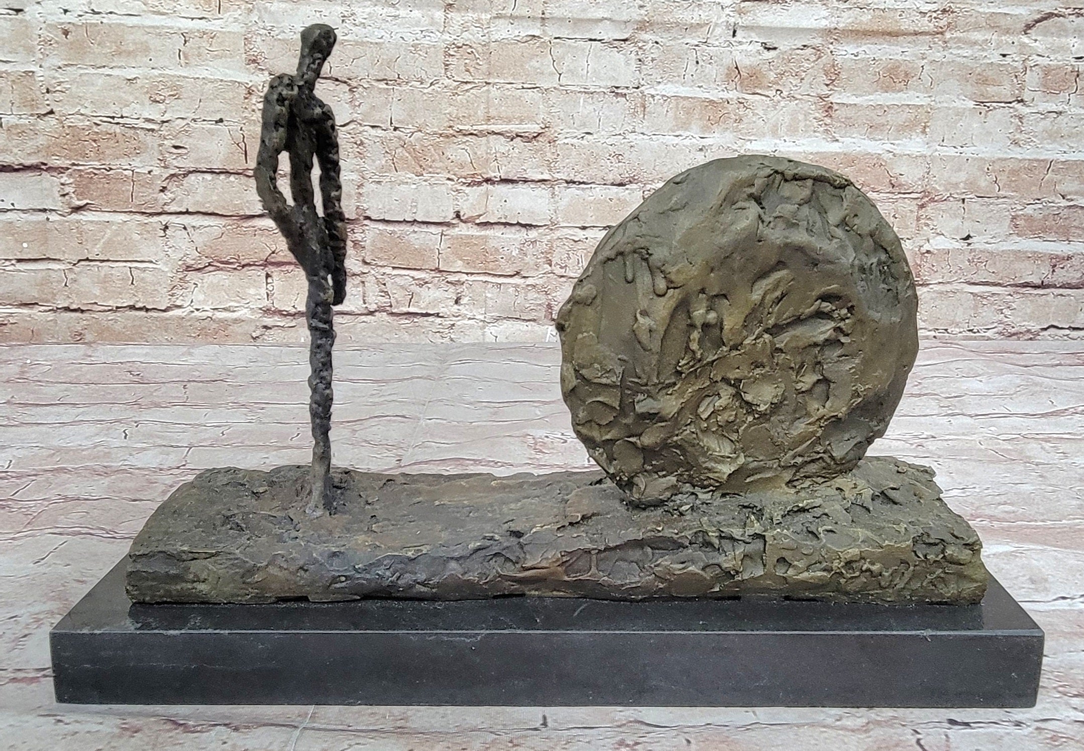 Gia 100% Real Bronze Sculpture Woman and Wheel Classic Artwork