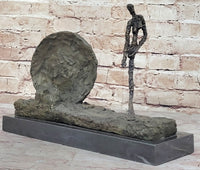 Gia 100% Real Bronze Sculpture Woman and Wheel Classic Artwork