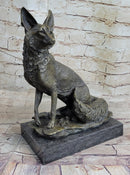 Signed Hot Cast Fox Shy Animal Bronze Sculpture by Williams