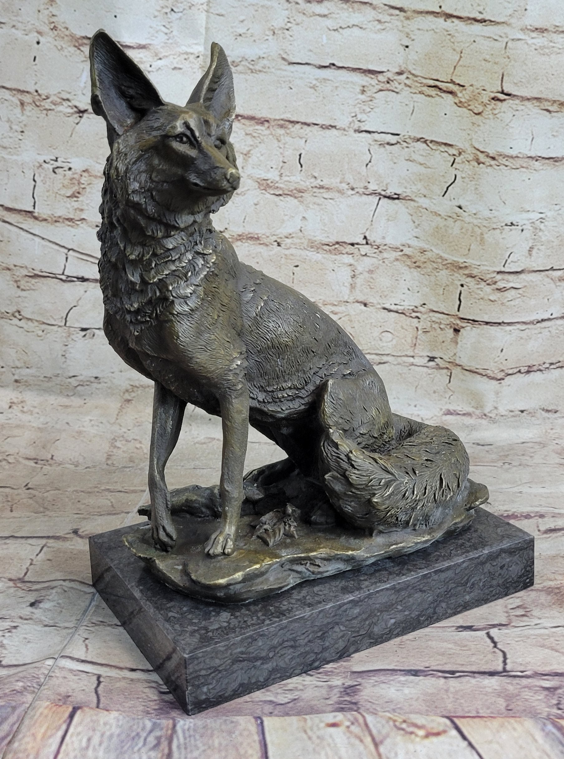 Signed Hot Cast Fox Shy Animal Bronze Sculpture by Williams