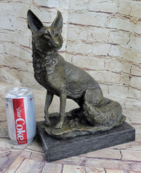 Signed Hot Cast Fox Shy Animal Bronze Sculpture by Williams