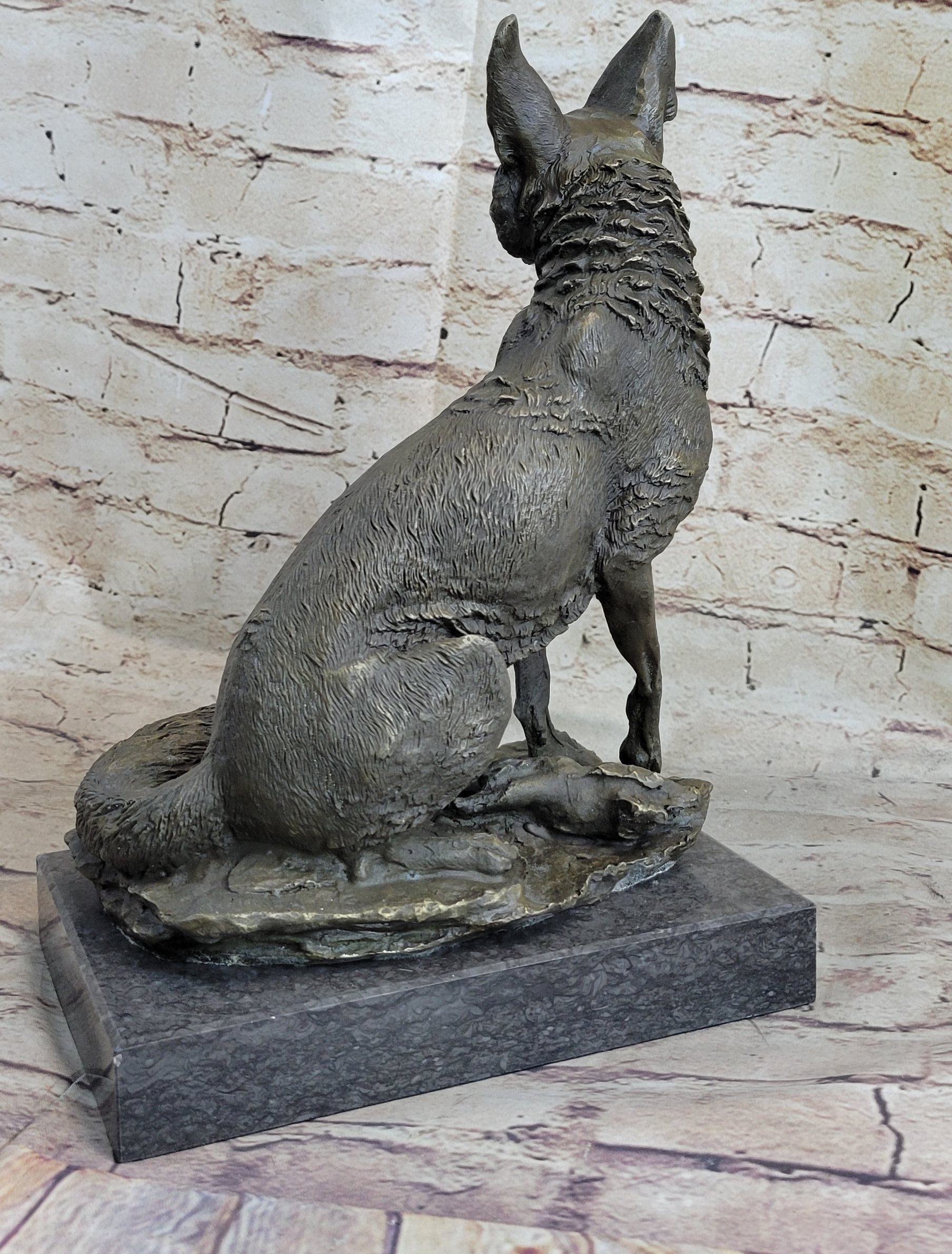Signed Hot Cast Fox Shy Animal Bronze Sculpture by Williams