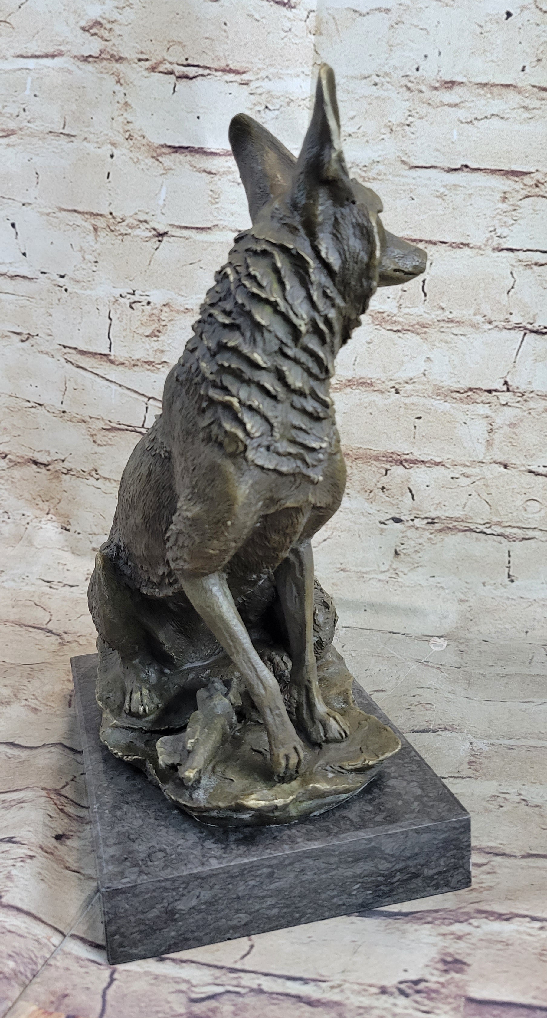 Signed Hot Cast Fox Shy Animal Bronze Sculpture by Williams