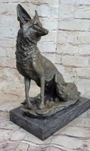 Signed Hot Cast Fox Shy Animal Bronze Sculpture by Williams