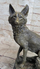 Signed Hot Cast Fox Shy Animal Bronze Sculpture by Williams