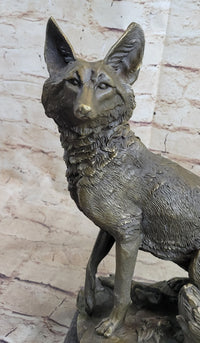 Signed Hot Cast Fox Shy Animal Bronze Sculpture by Williams