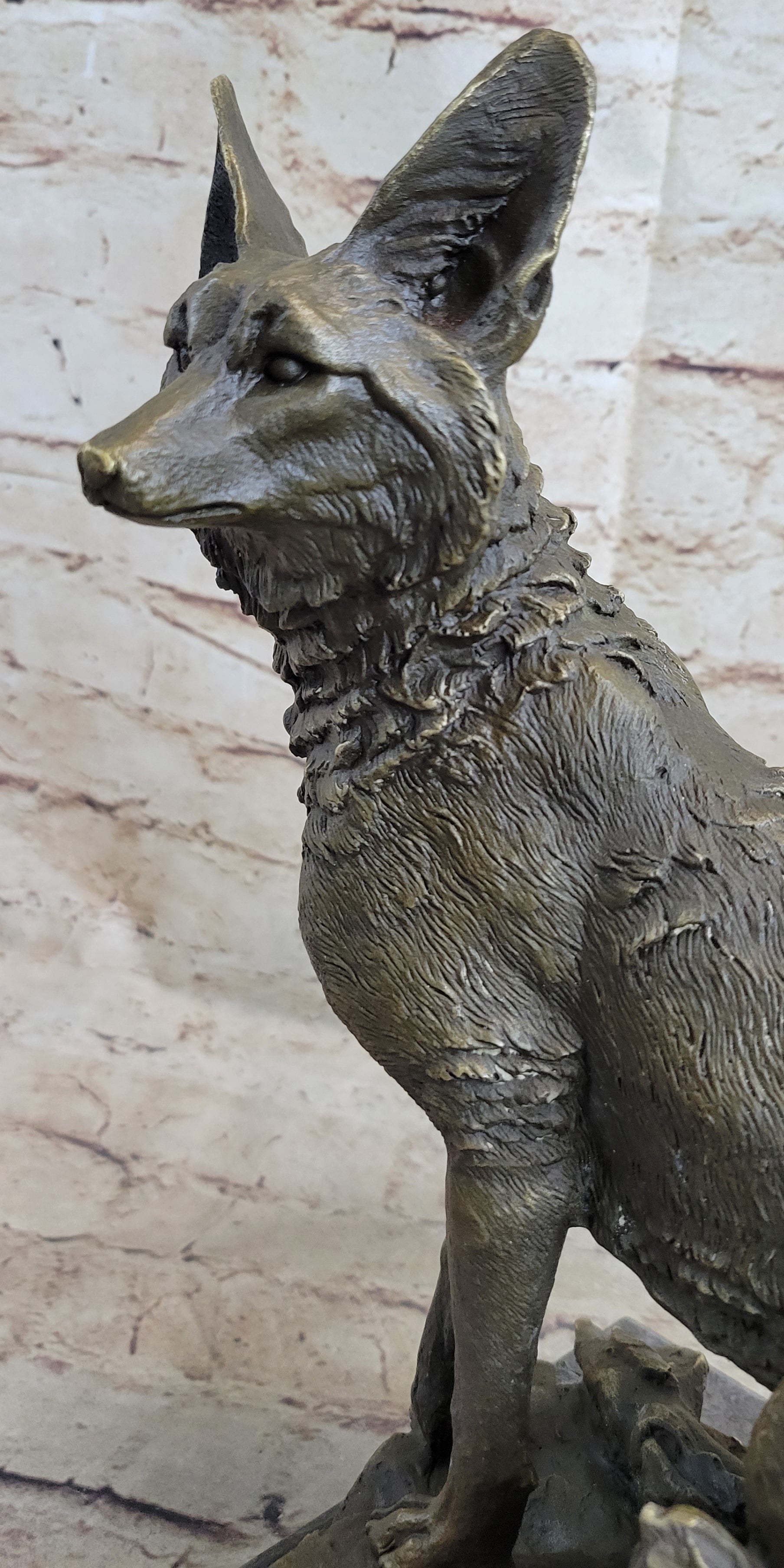 Signed Hot Cast Fox Shy Animal Bronze Sculpture by Williams