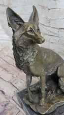 Signed Hot Cast Fox Shy Animal Bronze Sculpture by Williams